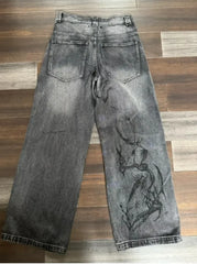 2026 Retro Hip-Hop Baggy Jeans – Y2K Harajuku Gothic Wide-Leg Pants