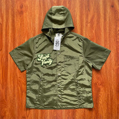 SAINT VANITY Embroidered Hooded Trench Coat – Casual Sports Short-Sleeve Waterproof Jacket