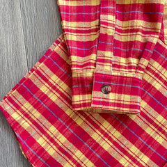 SAINT VANITY Retro Plaid Shirt Jacket – Unisex Long-Sleeve Color-Matched Layering Piece