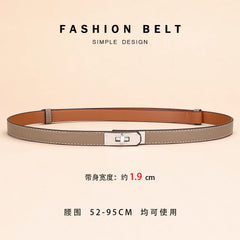 Women's Thin Leather Belt – Elegant Alloy Buckle Casual & Business Belt