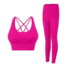 2-Piece Yoga Set Women - Push Up Sports Bra + High Waist Leggings Athletic Tracksuit