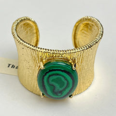 Open Cuff Bangle Bracelet for Women – Brushed Statement Gemstone Jewelry