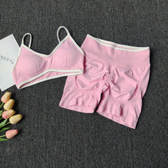 Peach Seamless Yoga Set for Women – Hip-Lifting High-Waist Shorts