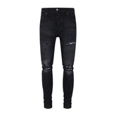 Designer Black Denim Jeans for Men – Washed Slim Fit Streetwear Pants