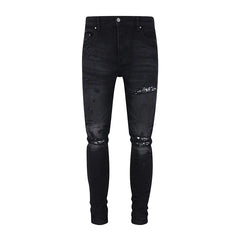 Designer Black Denim Jeans for Men – Washed Slim Fit Streetwear Pants