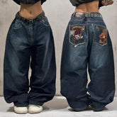 2026 Retro Hip-Hop Baggy Jeans – Y2K Harajuku Gothic Wide-Leg Pants