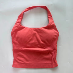 Seamless Halter Gym Top for Women – Backless Longline Strappy Yoga Tank