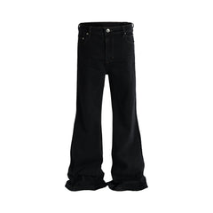 RO Style Ribbons Flared Jeans Men - Black Stretch Baggy High Street Denim