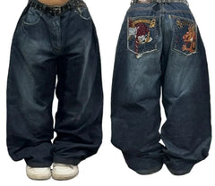 2026 Retro Hip-Hop Baggy Jeans – Y2K Harajuku Gothic Wide-Leg Pants