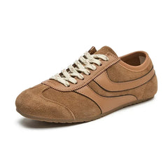 Genuine Leather & Faux Suede Lace-Up Sneakers for Women