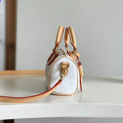 Urban Simple Style Women's Bucket Bag – Pillow-Shaped Crossbody in White with Tricolor Floral Print 2026