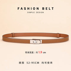 Women's Thin Leather Belt – Elegant Alloy Buckle Casual & Business Belt