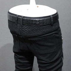 Black Skinny Fit Men's Jeans – High Street Stretch Denim with Ripped Details