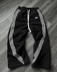 Retro Y2K Baggy Sweatpants for Men – American Letter Patch, Double-Layer Design