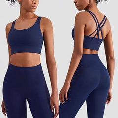 2-Piece Yoga Set Women - Push Up Sports Bra + High Waist Leggings Athletic Tracksuit