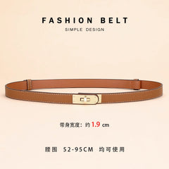 Women's Thin Leather Belt – Elegant Alloy Buckle Casual & Business Belt