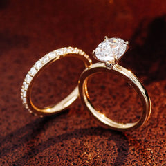 14K/18K Yellow Gold Lab Diamond Wedding Ring Set – IGI Certified 1.5CT Oval Engagement Ring