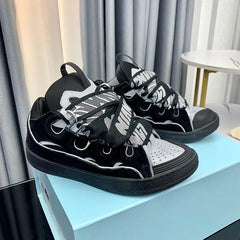 Unisex Colorful Print Sneakers | Round Toe Lace-Up Street Style Sport Shoes