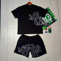 Y2K Matching Set – Oversized Tee & Low-Rise Shorts Cotton Women