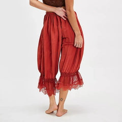 Y2K Loose Fit Bloomers for Women – Floral Lace Patchwork Calf-Length Lantern Pants |