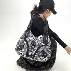 Leopard Dumpling Handbag - Large Top Handle Shoulder Tote Bag for Women