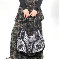 Leopard Dumpling Handbag - Large Top Handle Shoulder Tote Bag for Women