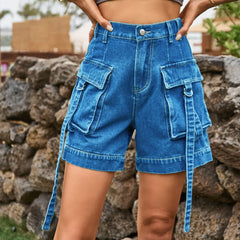 Vintage Washed Denim Shorts for Women – Distressed Straight Leg
