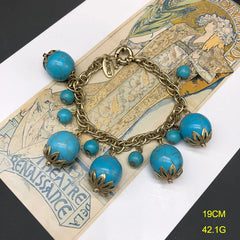 Turquoise Geometric Stud Earrings for Women – Palace-Inspired Retro Sweet Jewelry