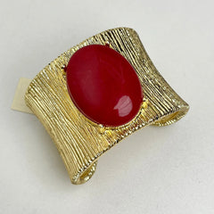 Open Cuff Bangle Bracelet for Women – Brushed Statement Gemstone Jewelry