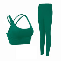 2-Piece Yoga Set Women - Push Up Sports Bra + High Waist Leggings Athletic Tracksuit
