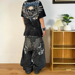 2026 Retro Hip-Hop Baggy Jeans – Y2K Harajuku Gothic Wide-Leg Pants