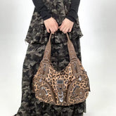 Leopard Dumpling Handbag - Large Top Handle Shoulder Tote Bag for Women