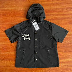 SAINT VANITY Embroidered Hooded Trench Coat – Casual Sports Short-Sleeve Waterproof Jacket