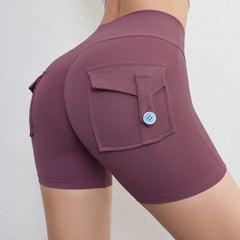 Peach Hip Lifting Shorts Women - High Waist Push Up Booty Fitness Yoga Shorts
