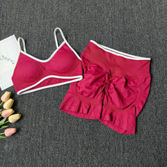 Peach Seamless Yoga Set for Women – Hip-Lifting High-Waist Shorts