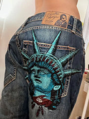 Y2K Liberty-Inspired Diamond Embroidered Jeans 2026