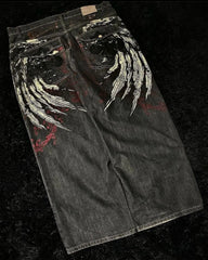 2026 Retro Hip-Hop Baggy Jeans – Y2K Harajuku Gothic Wide-Leg Pants