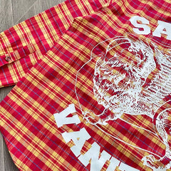 SAINT VANITY Retro Plaid Shirt Jacket – Unisex Long-Sleeve Color-Matched Layering Piece