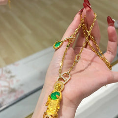 Universal Gold-Plated Chain with Jade Buddha Pendant