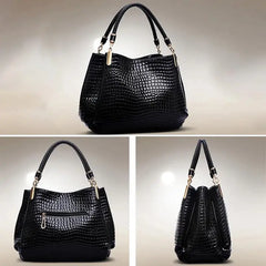 Crocodile Print Large Tote Bag Women - Daily Commute Shoulder Handbag with Bright Face Design