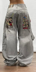 2026 Retro Hip-Hop Baggy Jeans – Y2K Harajuku Gothic Wide-Leg Pants