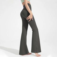 Naked Feel High-Waisted Flare Yoga Pants - Waist Cinching Hip Lifting Bell Bottom Fitness Leggings