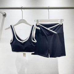 Women's Summer Yoga Set 2026 - Moisture-Wicking Vest + High Waist Shorts Fitness Activewear