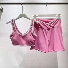 Women's Summer Yoga Set 2026 - Moisture-Wicking Vest + High Waist Shorts Fitness Activewear