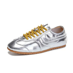 Genuine Leather & Faux Suede Lace-Up Sneakers for Women