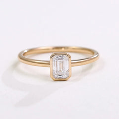 14K/18K Solid Gold Stackable Ring Set – Emerald, Oval & Pear Lab-Grown Diamond Trio