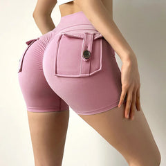 Peach Hip Lifting Shorts Women - High Waist Push Up Booty Fitness Yoga Shorts