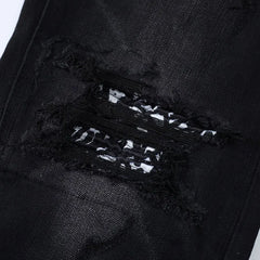 Designer Black Denim Jeans for Men – Washed Slim Fit Streetwear Pants