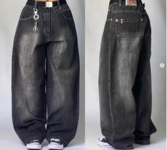 2026 Retro Hip-Hop Baggy Jeans – Y2K Harajuku Gothic Wide-Leg Pants