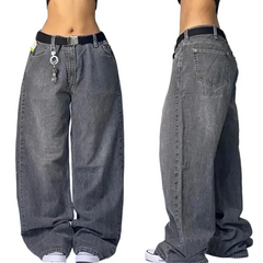 2026 Retro Hip-Hop Baggy Jeans – Y2K Harajuku Gothic Wide-Leg Pants